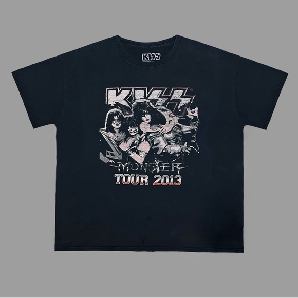 2018 Front & Back Reprint Kiss 2013 Monster Tour Shirt 🎸😝 Nice Vintage Fade - Picture 1 of 4